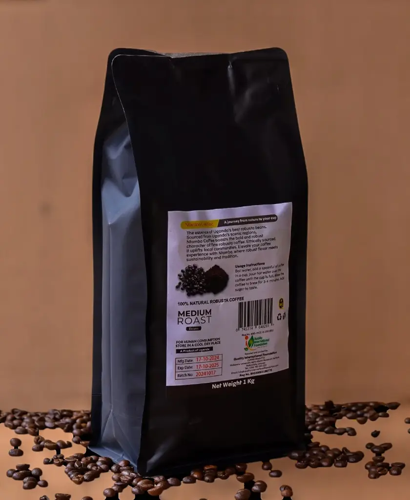  Ugandischer Robusta-Kaffee – Organic Qualität, (1kg) 